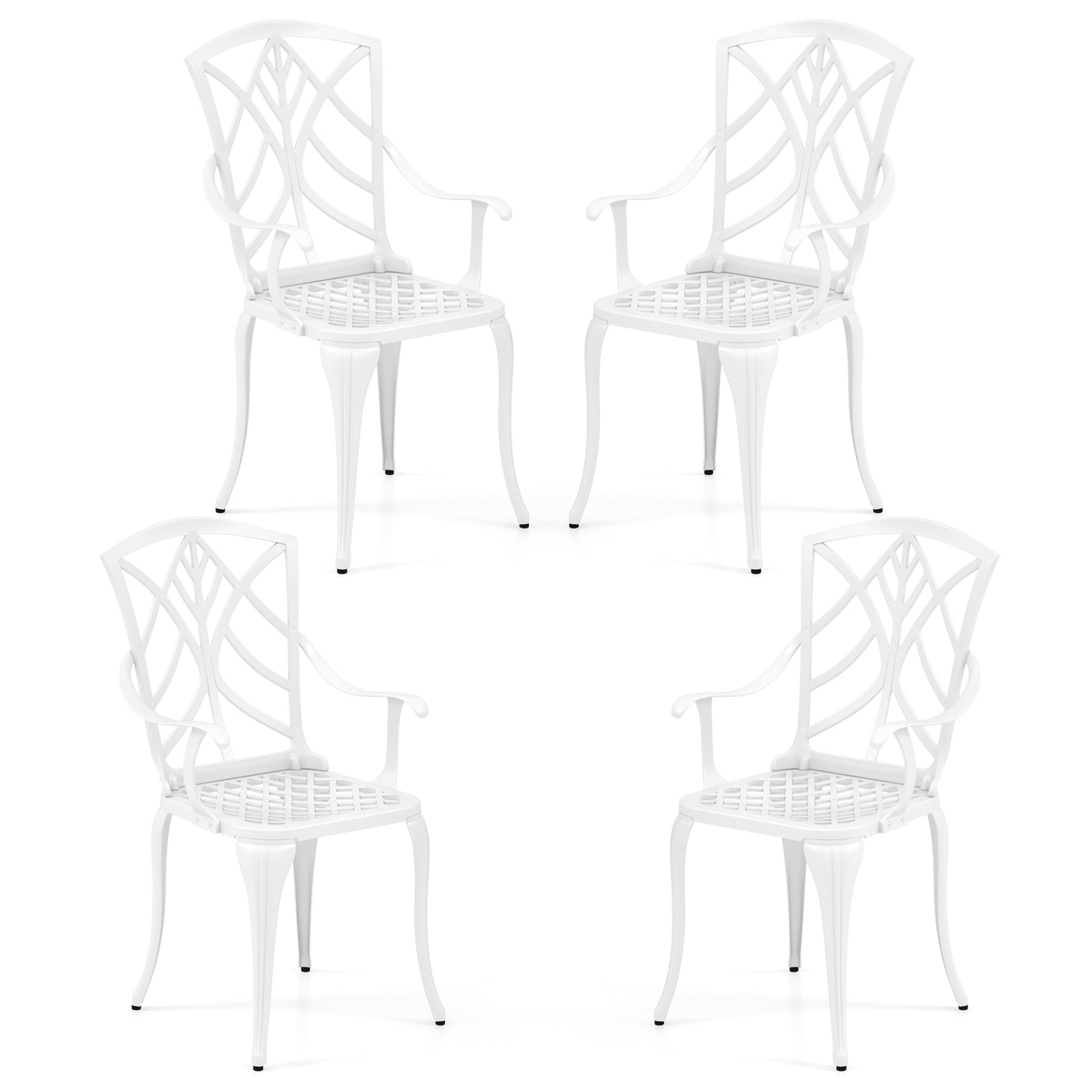 Lot de 4 chaises de salle à manger Tangkula en aluminium moulé pour patio